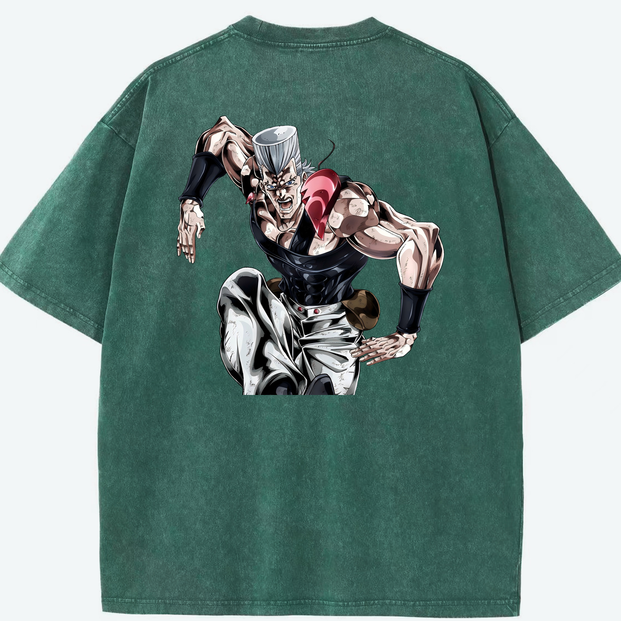 （画像用） ジョジョの奇妙な冒険 ジャン＝ピエール?ポルナレフ JoJo's Bizarre Adventure Jan Pierre Polnareff 綿100% ヴィンテージ風 半袖Tシャツ（背面プリント）